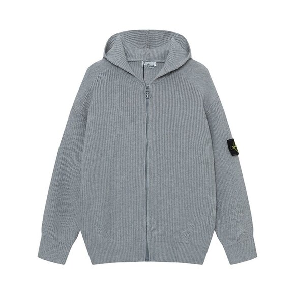 Men's Gray Hooded Sweater - Picture 1 of 2